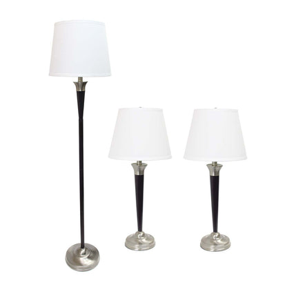 Elegant Designs Malbec Noir Et Nickel Brossé 3 Pack Ensemble de Lampes (2 Lampes de Table, 1 Lampadaire)|Ensemble 3 lampes Malbec (2 lampes de table, 1 lampe à pied) Elegant Designs noir et nickel brossé|D2161Z9O