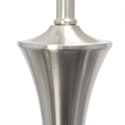 Ensemble de 3 lampes effilées Elegant Designs (2 lampes de table, 1 lampadaire) avec abat-jour blancs, nickel brossé|Ensemble 3 lampes effilées (2 lampes de table, 1 lampe à pied) Elegant Designs, nickel brossé|D21IIJLA