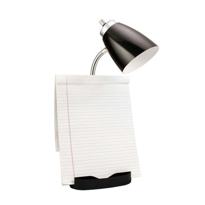 Lampe de bureau à col de cygne de Limelights avec support pour iPad et port USB - noire