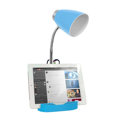 Limelights Gooseneck Desk Lamp with iPad Stand Book Holder - Blue|Lampe de bureau à col de cygne Limelights avec support pour livre ou iPad - bleue