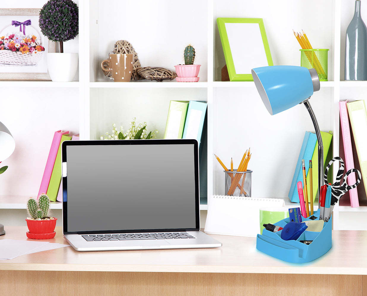 Limelights Gooseneck Desk Lamp with iPad Stand Book Holder - Blue|Lampe de bureau à col de cygne Limelights avec support pour livre ou iPad - bleue