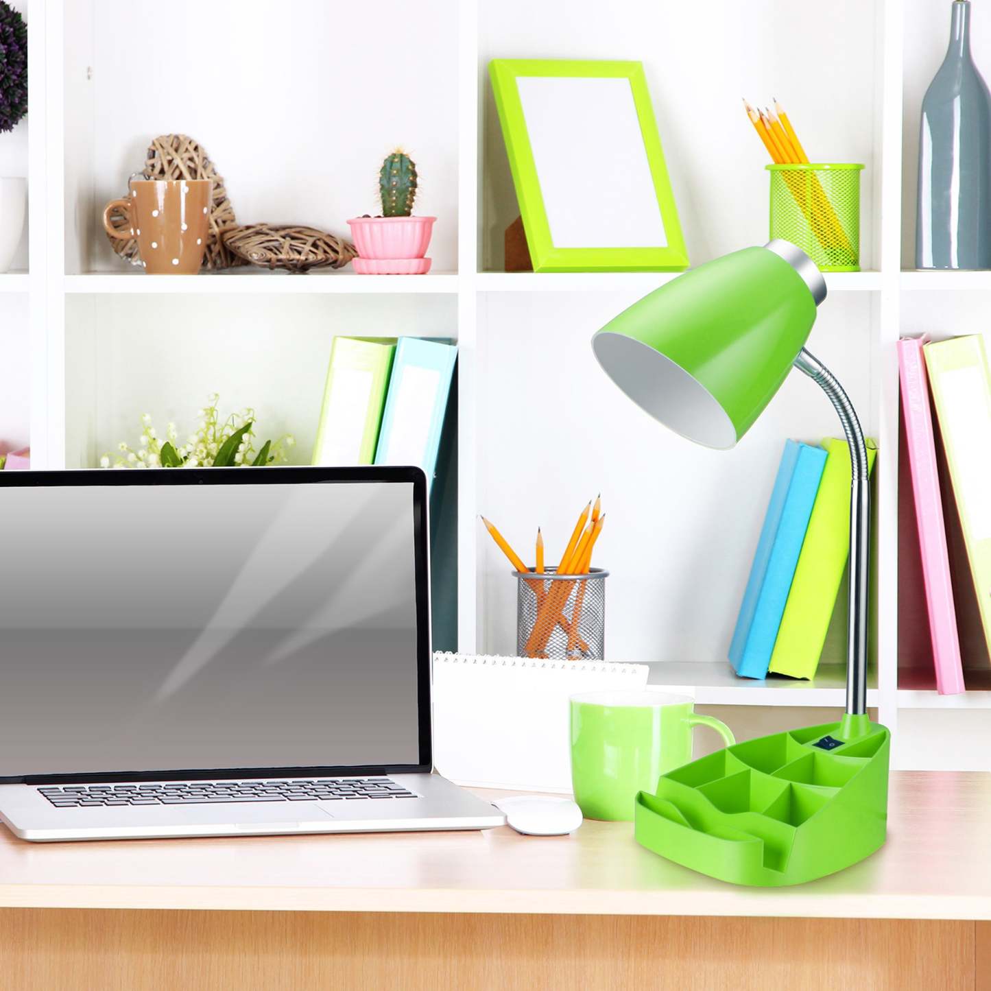 Lampe de bureau à col de cygne de Limelights avec support pour livre ou iPad - verte