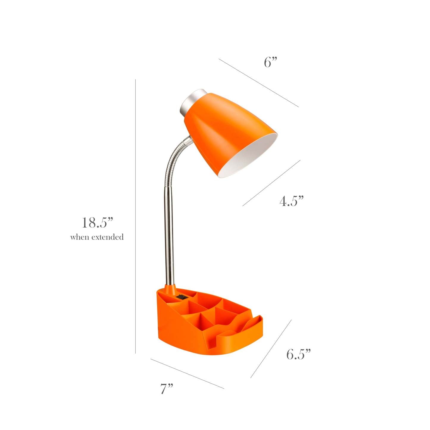 Lampe de bureau à col de cygne de Limelights avec support pour livre ou iPad - orange