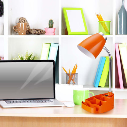 Lampe de bureau à col de cygne de Limelights avec support pour livre ou iPad - orange