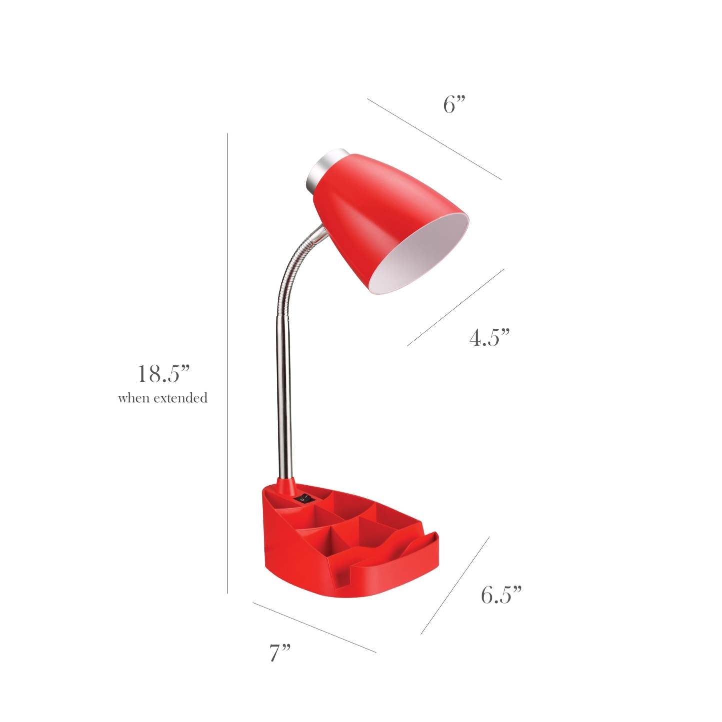 Lampe de bureau à col de cygne de Limelights avec support pour livre ou iPad - rouge