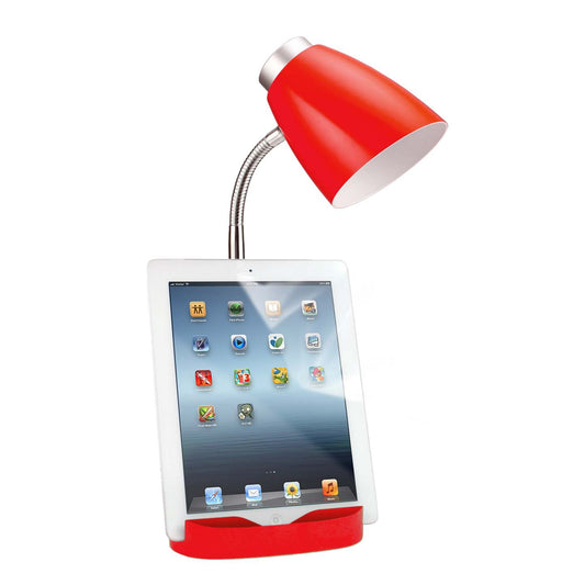 Lampe de bureau à col de cygne de Limelights avec support pour livre ou iPad - rouge