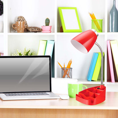 Lampe de bureau à col de cygne de Limelights avec support pour livre ou iPad - rouge