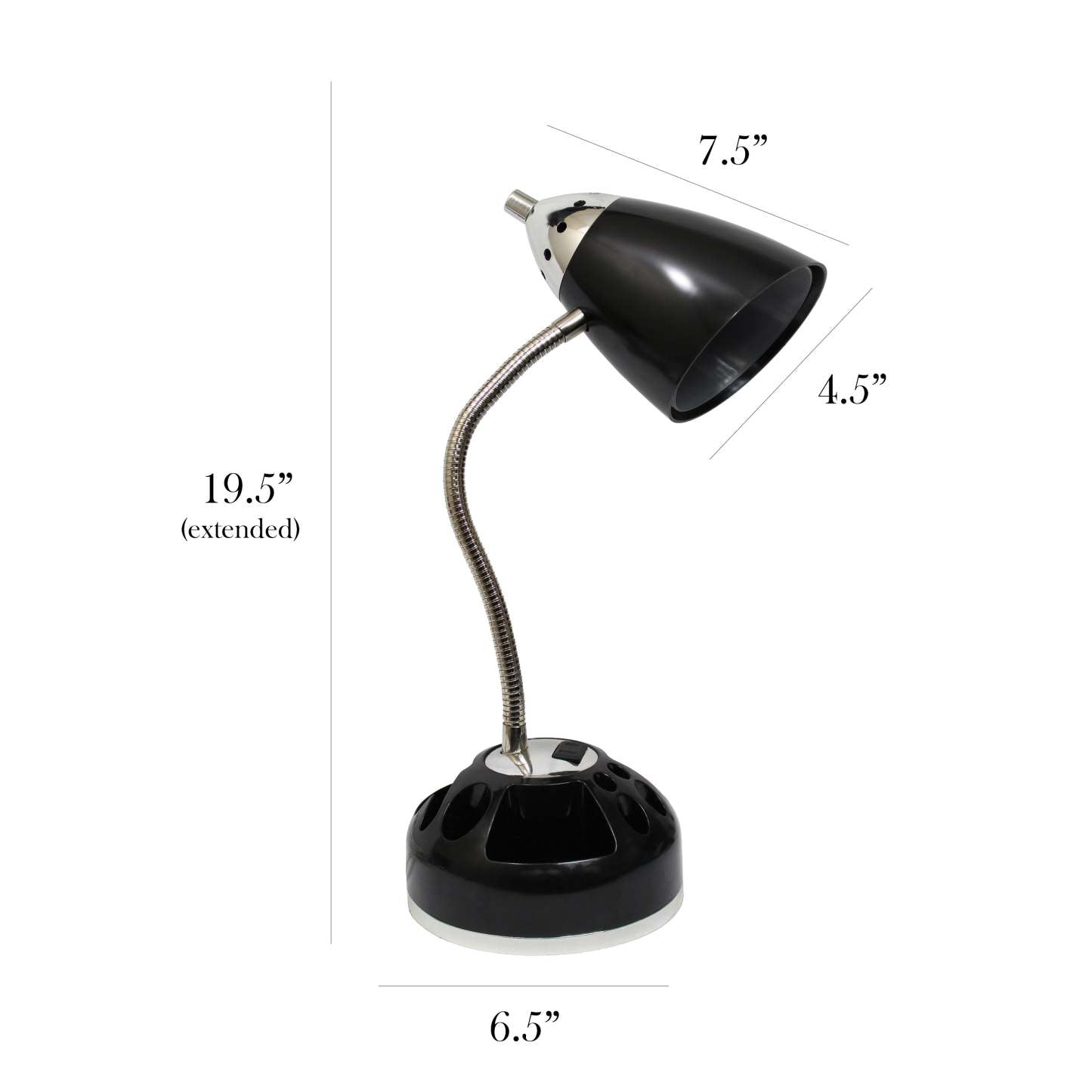 Lampe de bureau Flossy de Limelights avec prise électrique - noire