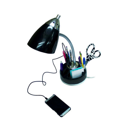 Lampe de bureau Flossy de Limelights avec prise électrique - noire
