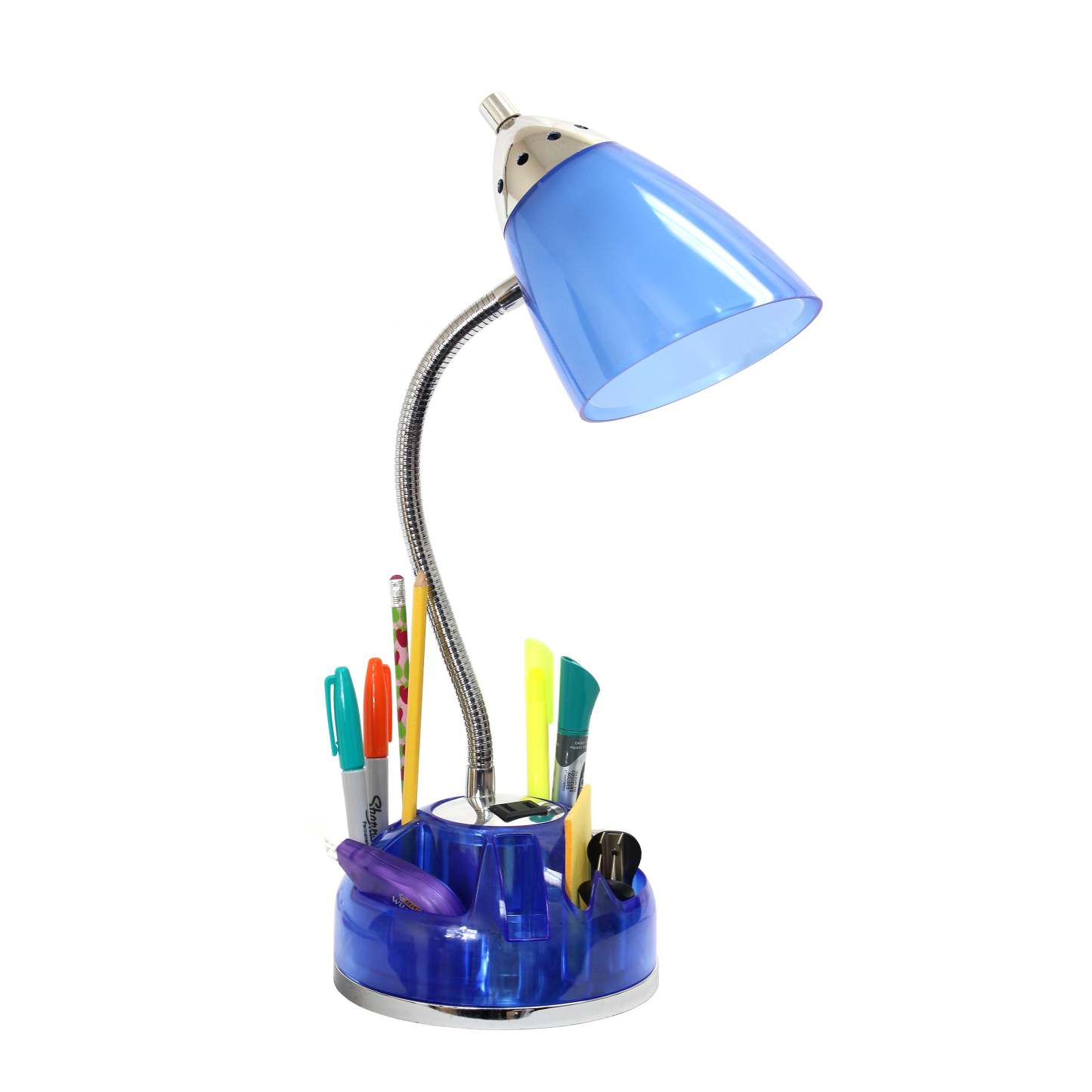 Lampe de bureau Flossy de Limelights avec prise électrique - bleue