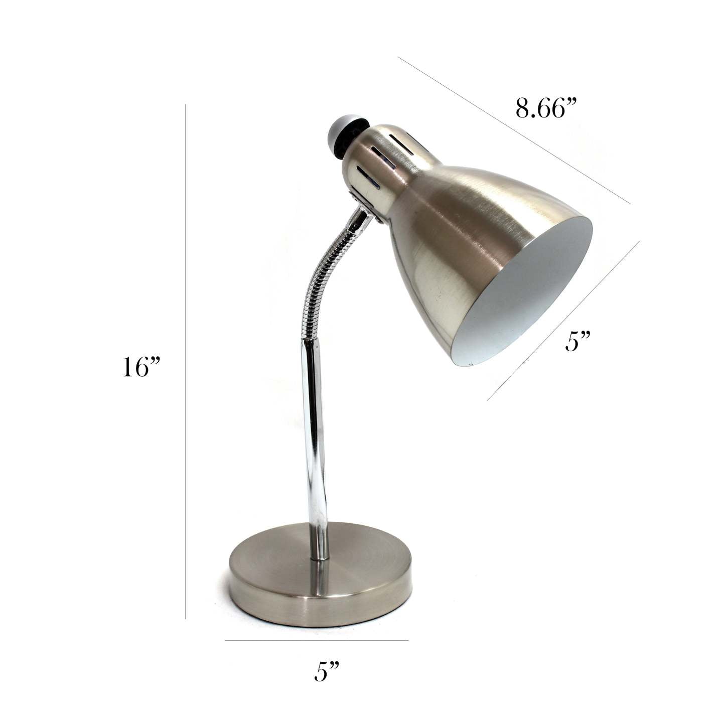 Lampe de bureau semi-flexible Simple Designs - Nickel brossé|Lampe de bureau Simple Designs semi-flexible - nickel brossé