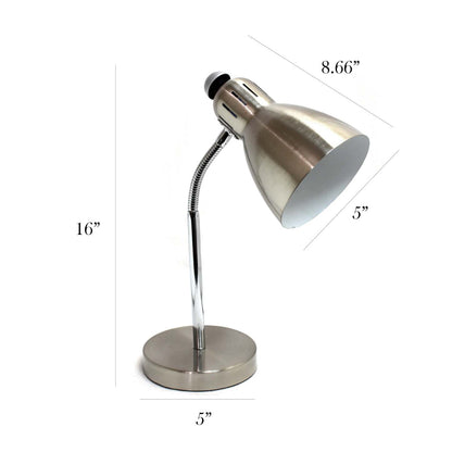 Lampe de bureau semi-flexible Simple Designs - Nickel brossé|Lampe de bureau Simple Designs semi-flexible - nickel brossé