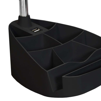 Lampe de bureau à col de cygne de Limelights avec support pour iPad et port USB - noire