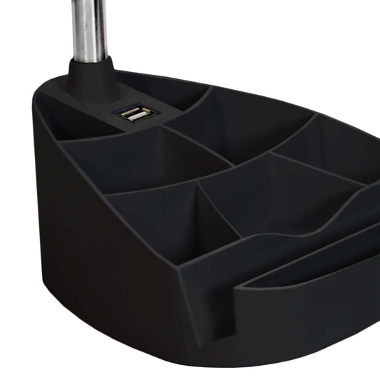 Lampe de bureau à col de cygne de Limelights avec support pour iPad et port USB - noire