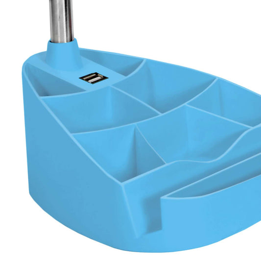 Lampe de bureau à col de cygne de Limelights avec support pour iPad et port USB – bleue