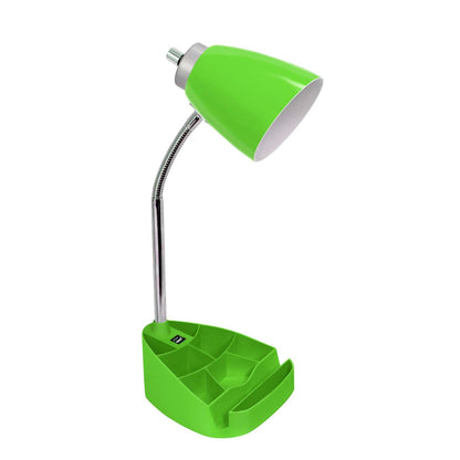 Lampe de bureau à col de cygne de Limelights avec support pour iPad et port USB - verte