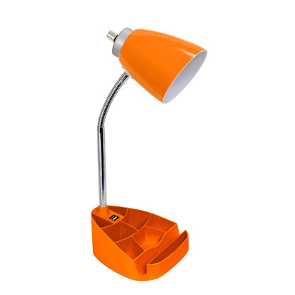 Limelights Gooseneck Desk Lamp with iPad Stand and USB Port - Orange|Lampe de bureau à col de cygne de Limelights avec support pour iPad et port USB - orange
