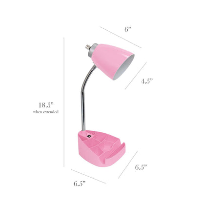 Lampe de bureau à col de cygne de Limelights avec support pour iPad et port USB - rose