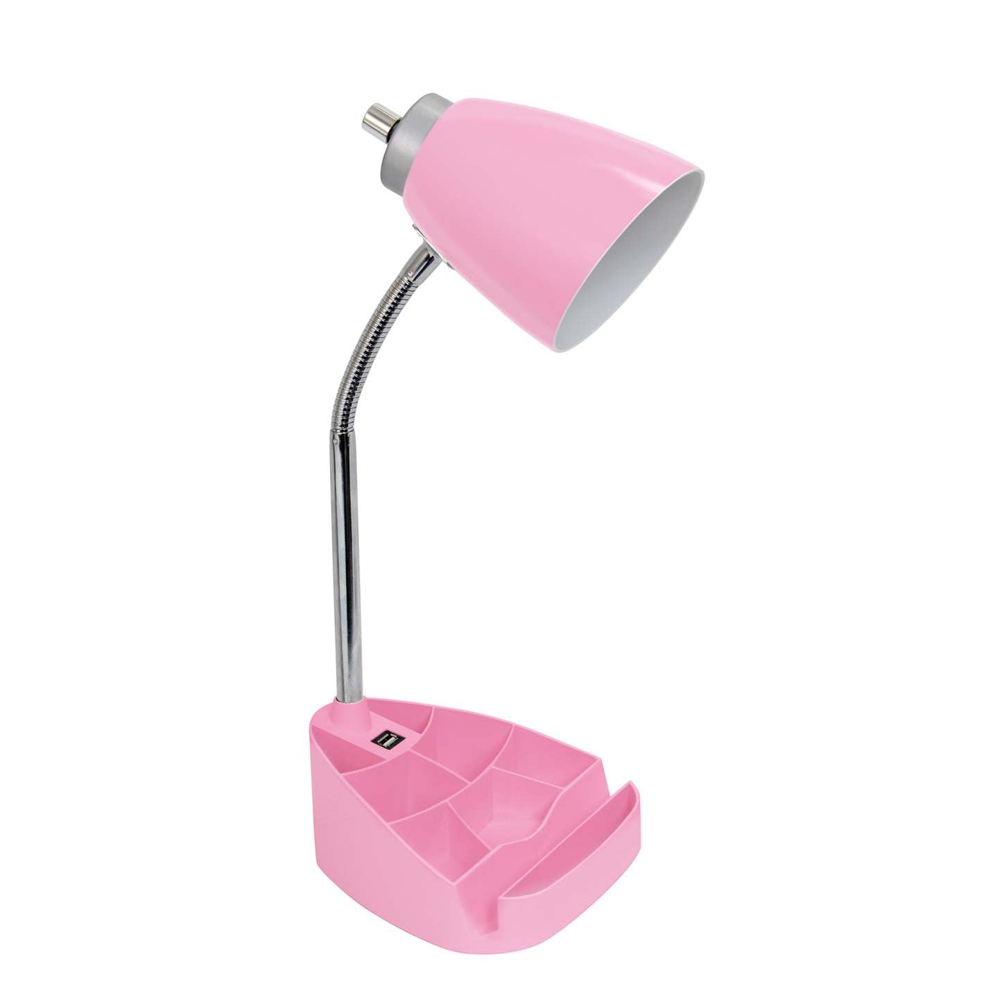 Lampe de bureau à col de cygne de Limelights avec support pour iPad et port USB - rose
