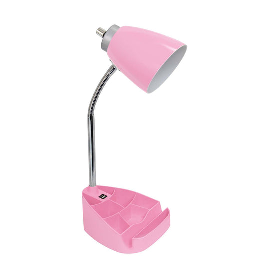 Lampe de bureau à col de cygne de Limelights avec support pour iPad et port USB - rose