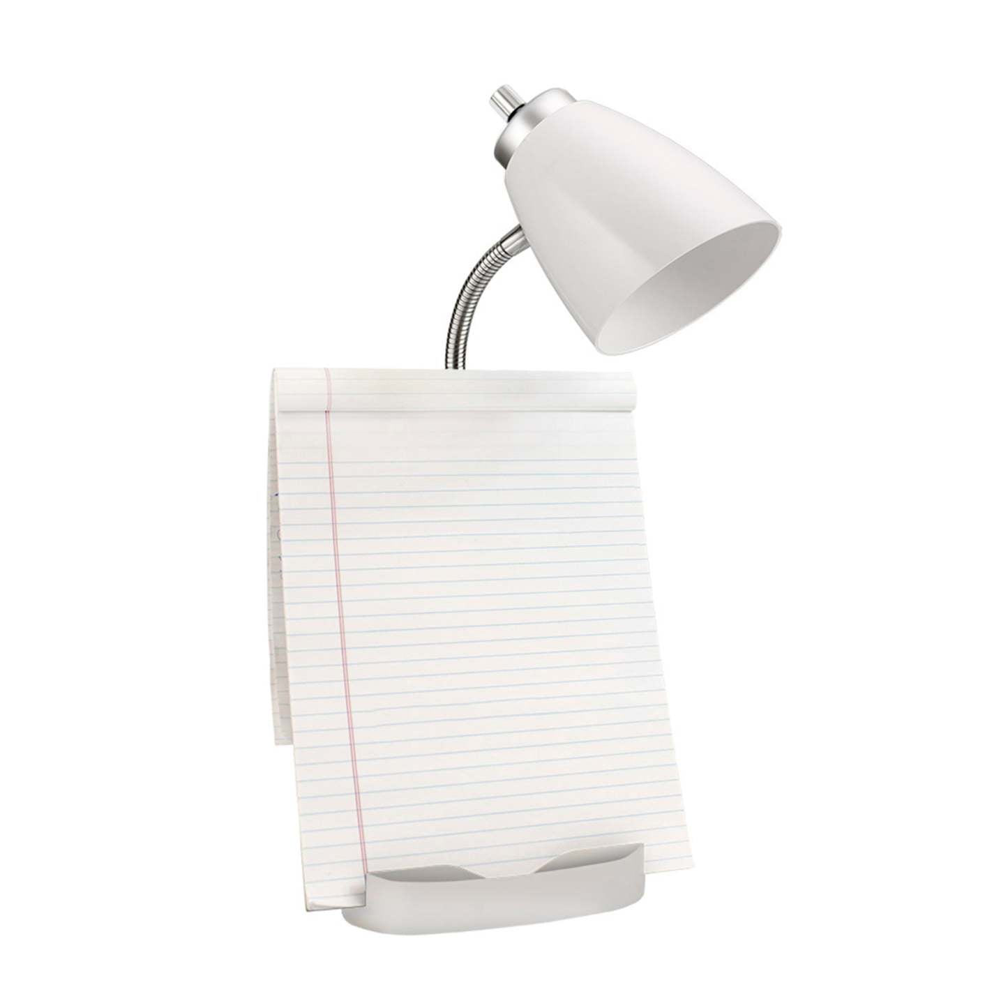 Lampe de bureau à col de cygne de Limelights avec support pour iPad et port USB - blanche