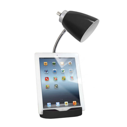 Lampe de bureau à col de cygne de Limelights avec support pour iPad et port USB - noire