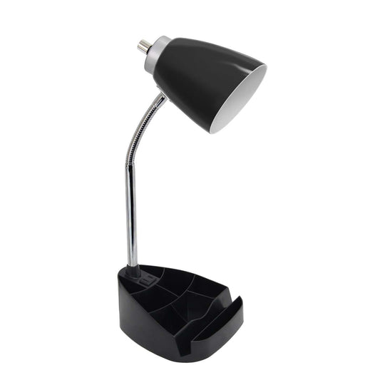 Lampe de bureau à col de cygne de Limelights avec support pour iPad et prise électrique - noire