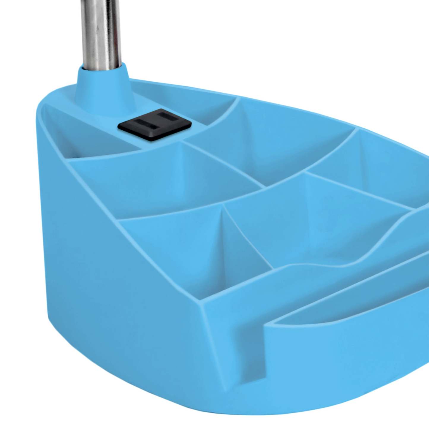 Lampe de bureau à col de cygne de Limelights avec support pour iPad et prise électrique - bleue