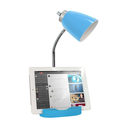 Lampe de bureau à col de cygne de Limelights avec support pour iPad et port USB – bleue