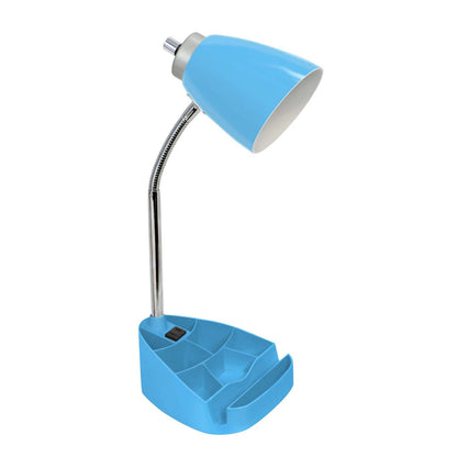 Lampe de bureau à col de cygne de Limelights avec support pour iPad et prise électrique - bleue
