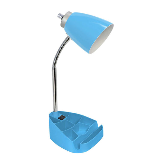 Lampe de bureau à col de cygne de Limelights avec support pour iPad et prise électrique - bleue