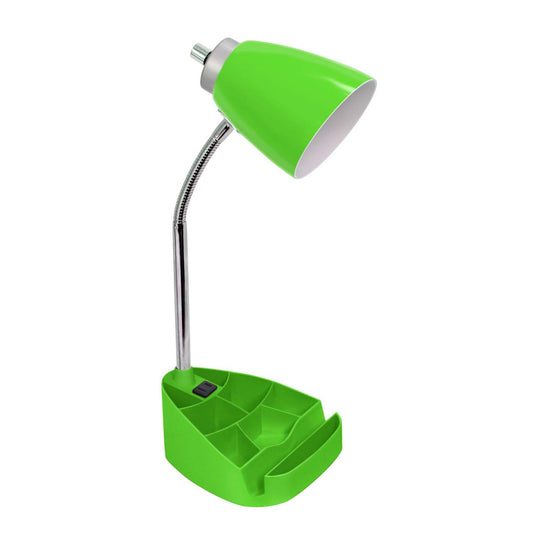 Lampe de bureau à col de cygne de Limelights avec support pour iPad et prise électrique - verte