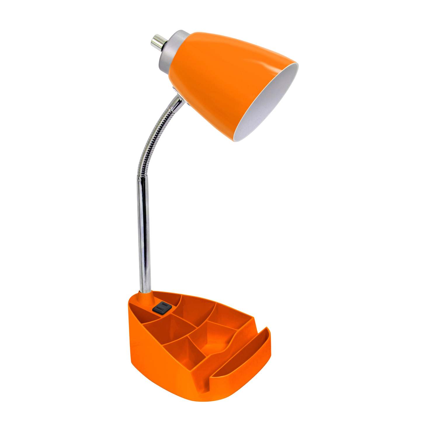 Lampe de bureau à col de cygne de Limelights avec support pour iPad et prise électrique - orange