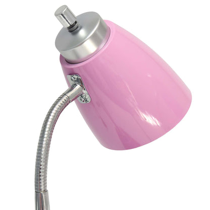 Lampe de bureau à col de cygne de Limelights avec support pour iPad et prise électrique - rose