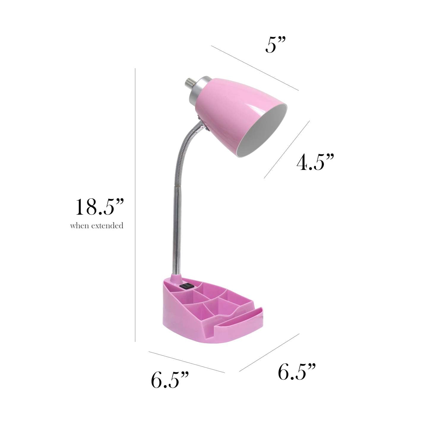 Lampe de bureau à col de cygne de Limelights avec support pour iPad et prise électrique - rose