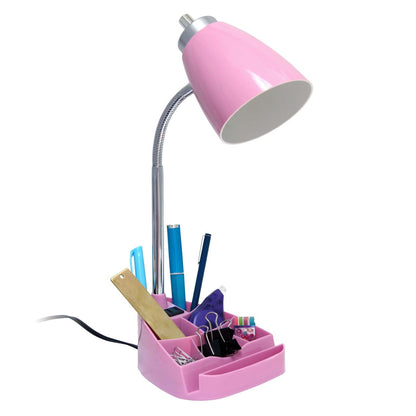Lampe de bureau à col de cygne de Limelights avec support pour iPad et prise électrique - rose