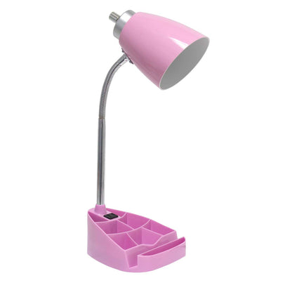 Lampe de bureau à col de cygne de Limelights avec support pour iPad et prise électrique - rose