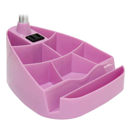 Lampe de bureau à col de cygne de Limelights avec support pour iPad et prise électrique - rose