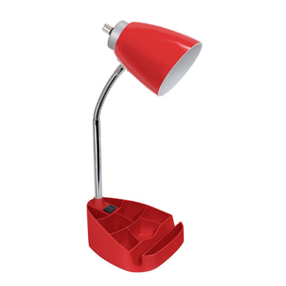 Lampe de bureau à col de cygne de Limelights avec support pour iPad et prise électrique - rouge