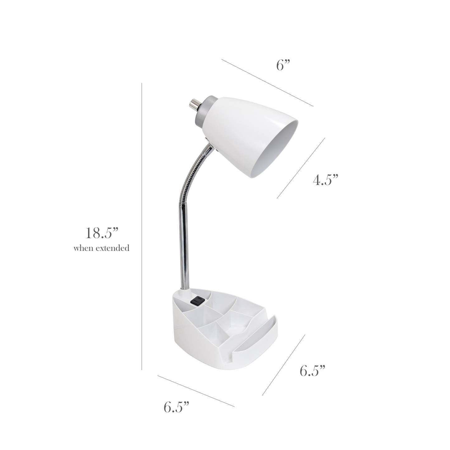 Lampe de bureau à col de cygne de Limelights avec support pour iPad et prise électrique - blanche