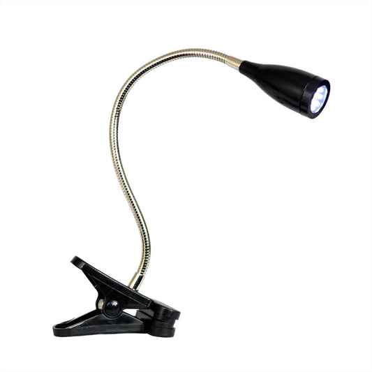 Lampe de bureau à DEL de Simple Designs à pince et à col de cygne flexible - noire