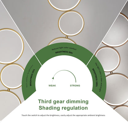 Lampadaire moderne à LED à intensité variable, lampe d'angle lumineuse à 3 niveaux avec 5 anneaux pour salon