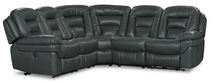 Sofa sectionnel à inclinaison électrique Leo 5 pièces en tissu d’apparence cuir - gris