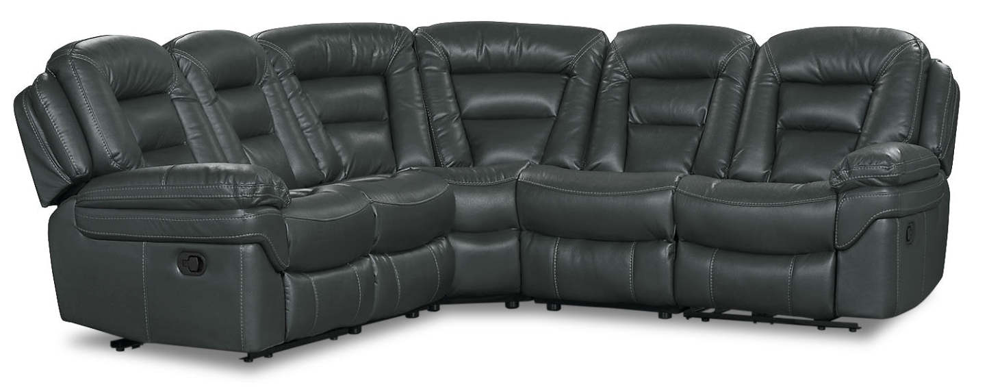 Sofa sectionnel inclinable Leo 5 pièces en tissu d’apparence cuir - gris