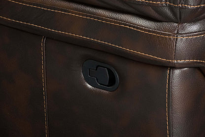 Leo 87,5 po canapé inclinable en cuir véritable - brun noyer