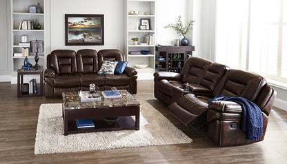 Leo 87.5 Genuine Leather Power Reclining Sofa - Walnut Brown | Sofa à inclinaison électrique Leo de 87,5 po en cuir véritable - brun noyer