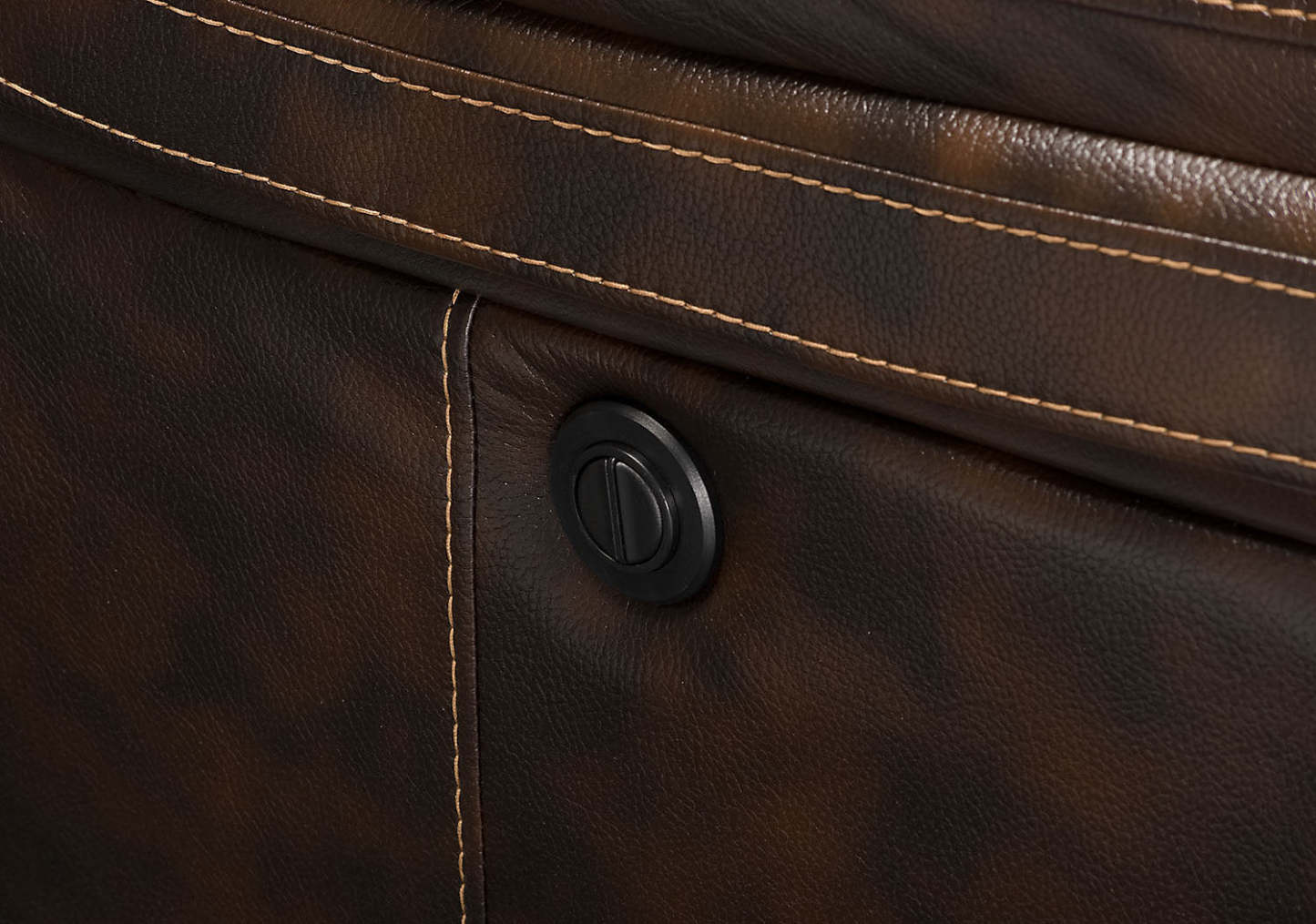 Sofa à inclinaison électrique Leo de 87,5 po en tissu d’apparence cuir - brun noyer