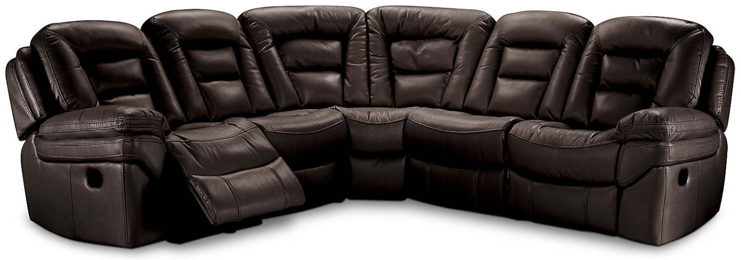 Sofa sectionnel à inclinaison électrique Leo 5 pièces en tissu d’apparence cuir - brun noyer