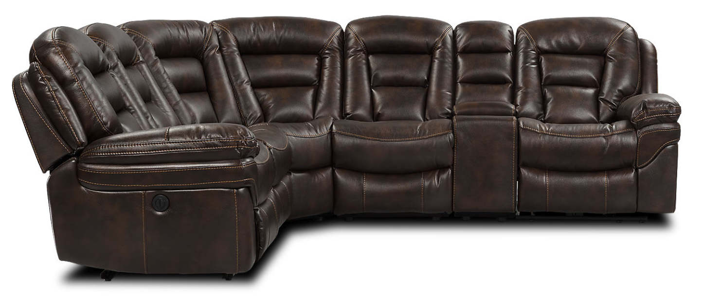 Sofa sectionnel à inclinaison électrique Leo 6 pièces en similicuir - brun noyer