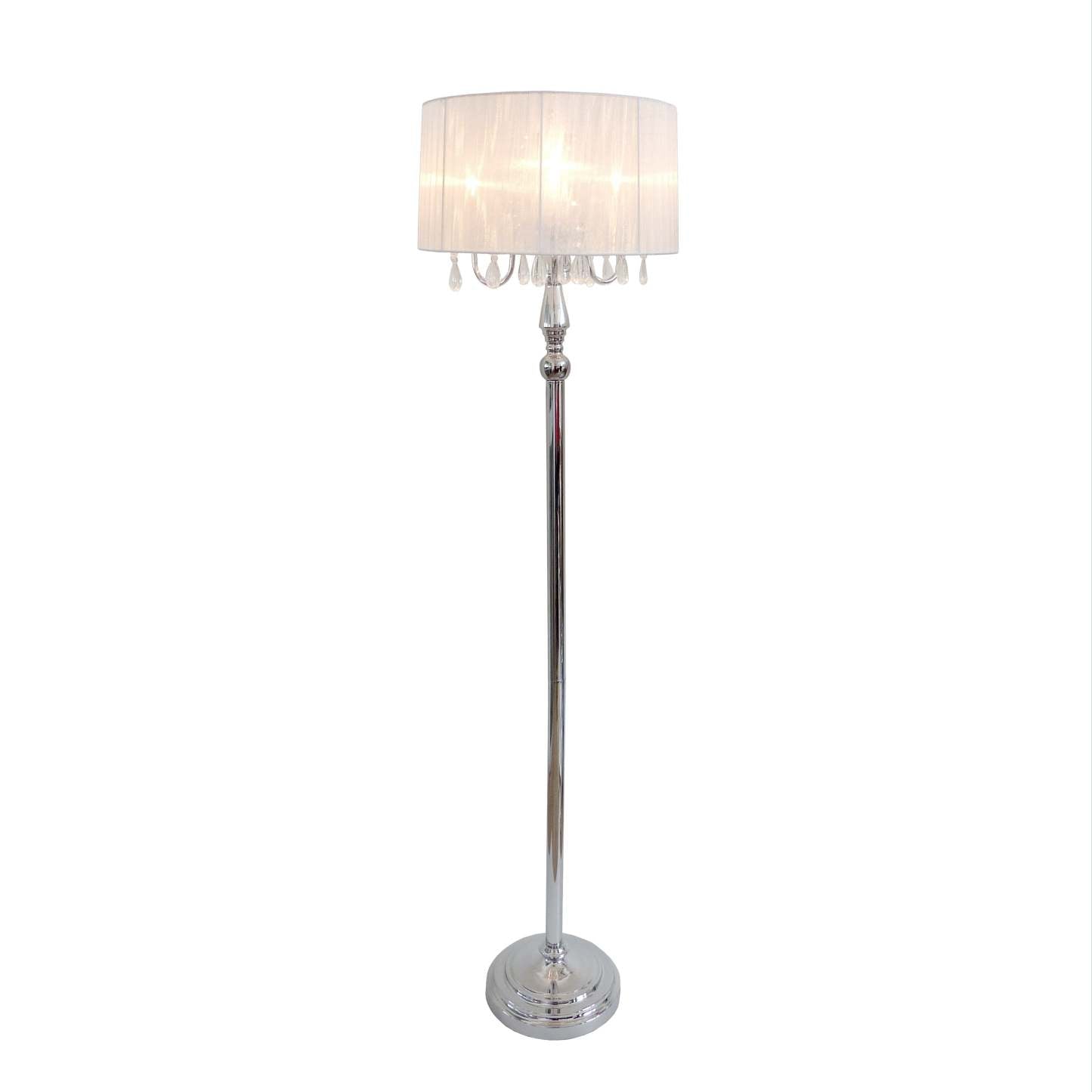 Elegant Designs Trendy Romantic Sheer Shade Lampadaire avec cristaux suspendus|Lampe à pied Elegant Designs de style romantique tendance avec cristaux suspendus|D22D2Y4V